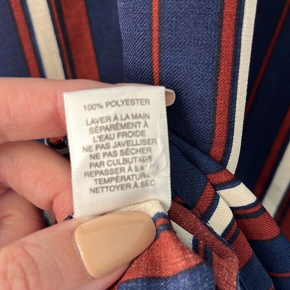 NWT Asos Glamorous Striped Button front shirt Dress small navy burgundy - Picture 8 of 10